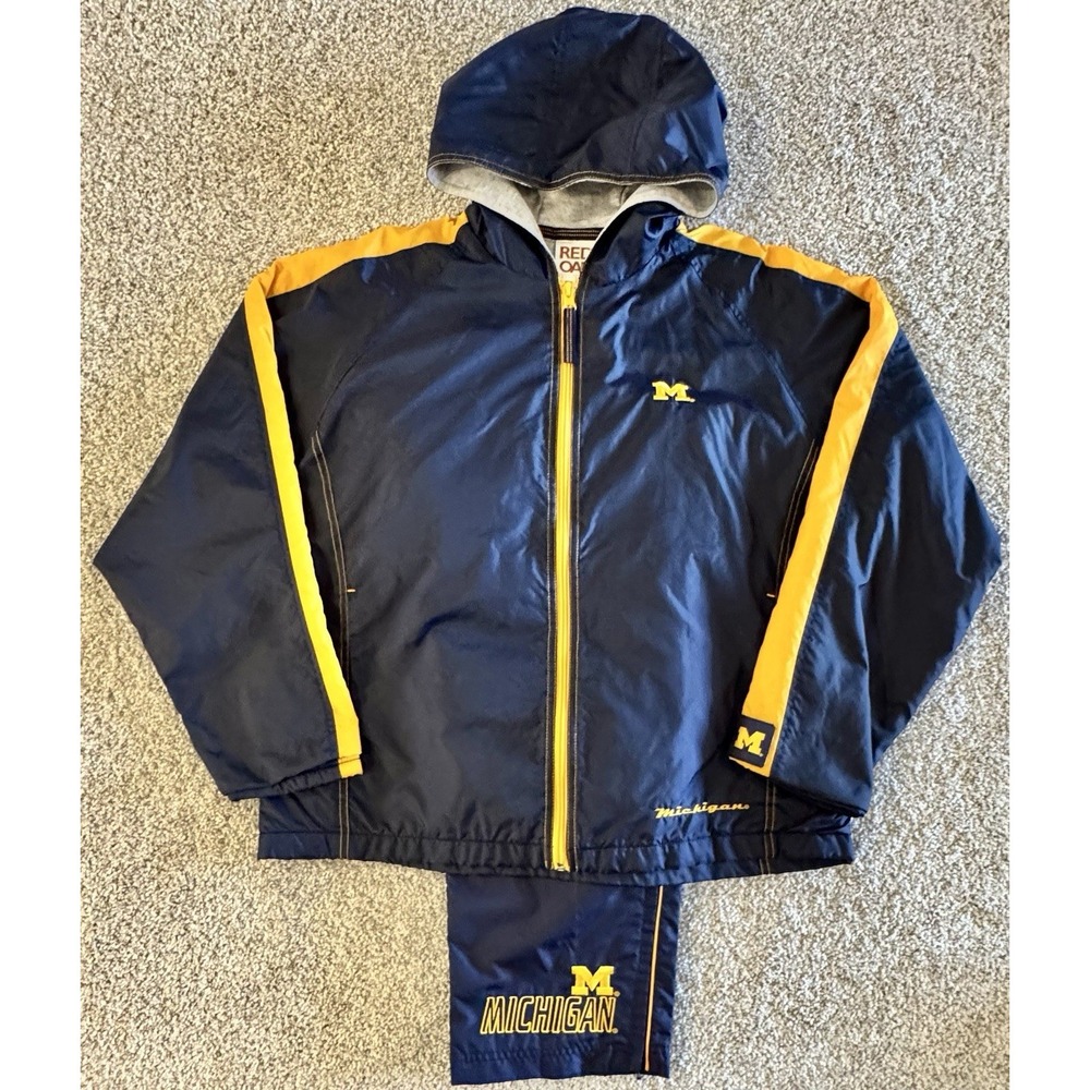 Vintage Red Oak University of Michigan Track Suit Jacket Track Pants Windbreaker